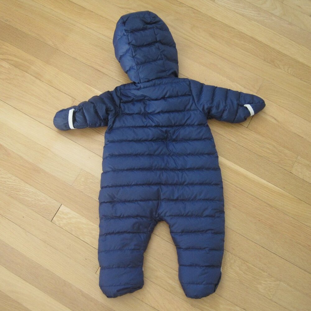 Eddie Bauer Navy Hooded Infant Snowsuit 6M Winter Bunting Down Insulation - Picture 3 of 9